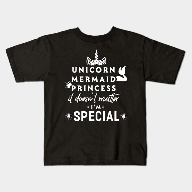 Unicorn Mermaid Princess Kids T-Shirt by Dojaja